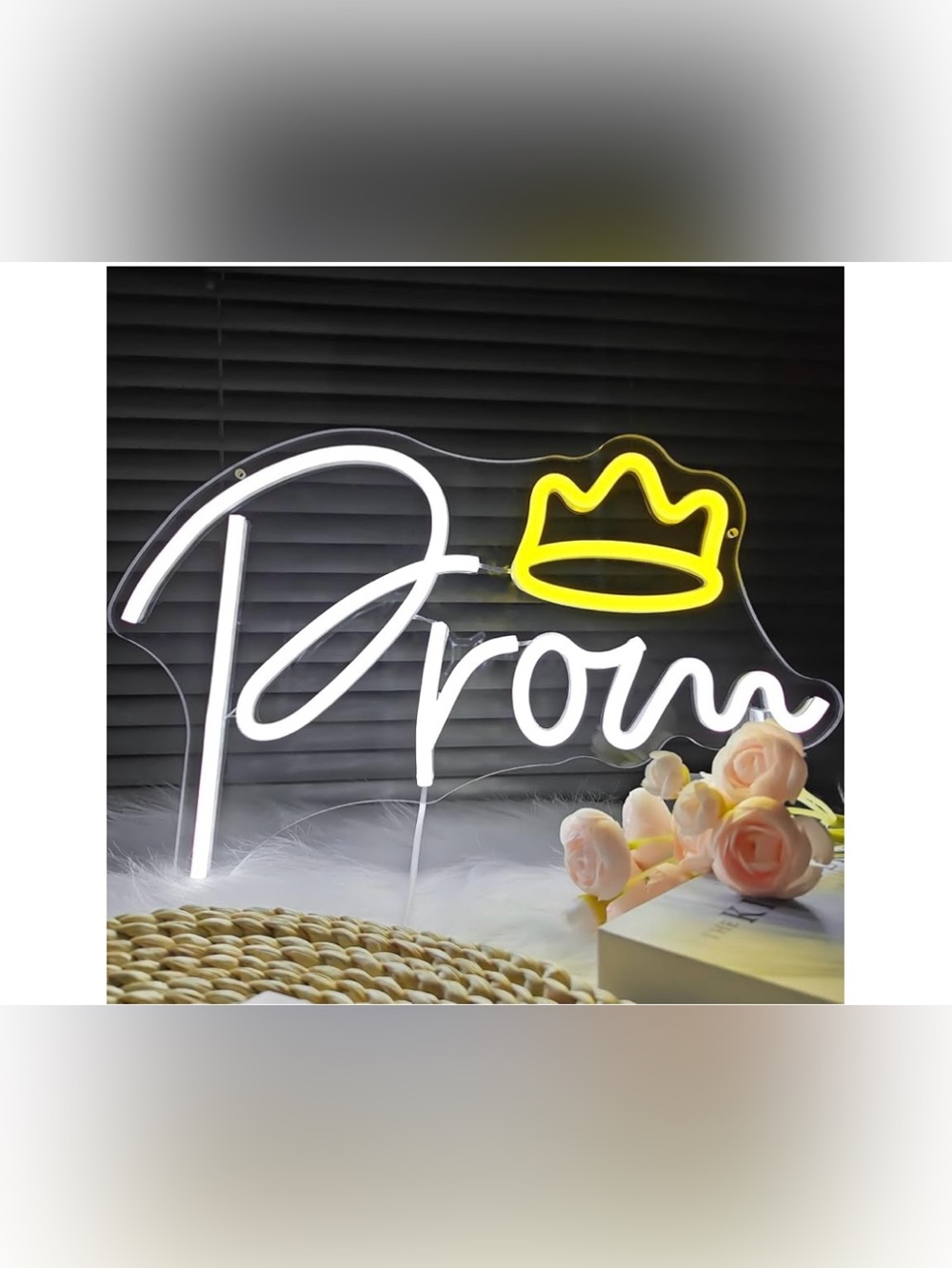 “PROM” LED Neon Accent Sign in White and Yellow